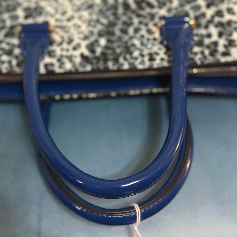 -SOLD-Bebe Rare Elegant Blue and Animal Print Tote Bag - Picture 5 of 9